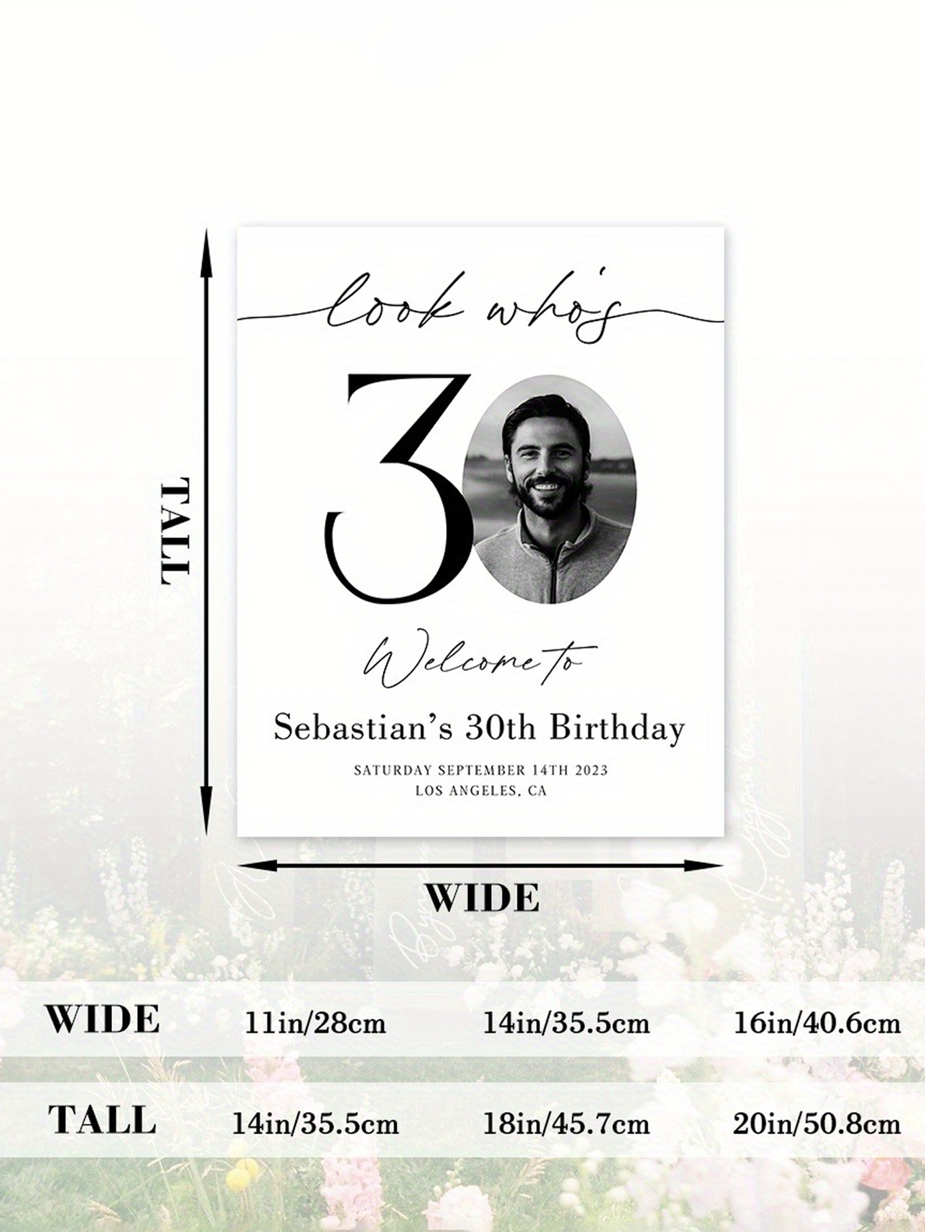 Customizable age photo signs, high-quality PVC welcome signs in multiple sizes